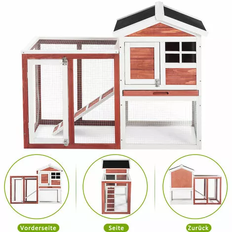 PECUTE Poulailler 118 X 54 X 92 Cm, En Bois De Sapin, Avec Nichoir Avec Support De Couvercle, Imprégné Résistant Aux Intempéries 4 PECUTE Poulailler 118 X 54 X 92 Cm, En Bois De Sapin, Avec Nichoir Avec Support De Couvercle, Imprégné Résistant Aux Intempéries – Image 4