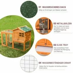 PECUTE Poulailler 118 X 54 X 92 Cm, Grande Maison En Bois Avec Nichoir Avec Support De Couvercle, Imprégné Résistant Aux Intempéries -Poulailler et élevage de la basse-cour Soldes Magasin 54319371 3