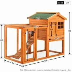 PECUTE Poulailler 118 X 54 X 92 Cm, Grande Maison En Bois Avec Nichoir Avec Support De Couvercle, Imprégné Résistant Aux Intempéries -Poulailler et élevage de la basse-cour Soldes Magasin 54319371 4