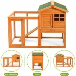PECUTE Poulailler 118 X 54 X 92 Cm, Grande Maison En Bois Avec Nichoir Avec Support De Couvercle, Imprégné Résistant Aux Intempéries -Poulailler et élevage de la basse-cour Soldes Magasin 54319371 5