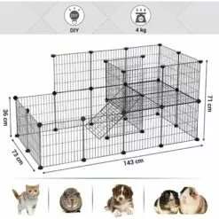 SONGMICS Clôture Pour Animaux Domestiques, 2 Niveaux, Enclos Modulable, Pour Petits Animaux, Lapins, Cochon D’Inde, Panneaux Grillagés, Usage Intérieur, 143 X 73 X 71 Cm, Noir LPI06H - Noir -Poulailler et élevage de la basse-cour Soldes Magasin 54470522 5
