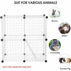 VINTEKY® Cage Parc Enclos Lapin - Blanc 70x35x70cm -Poulailler et élevage de la basse-cour Soldes Magasin 55271305 3