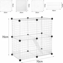 VINTEKY® Cage Parc Enclos Lapin - Blanc 70x35x70cm -Poulailler et élevage de la basse-cour Soldes Magasin 55271305 4
