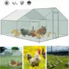 VINGO Poulailler D'extérieur 3x4x2m Enclos Grillagé Pour Poules Volaille Structure En Acier Galvanisé