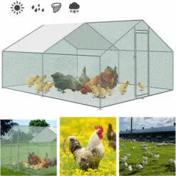 VINGO Poulailler D'extérieur 3x4x2m Enclos Grillagé Pour Poules Volaille Structure En Acier Galvanisé