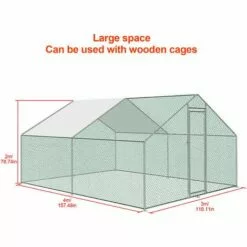 VINGO Poulailler D'extérieur 3x4x2m Enclos Grillagé Pour Poules Volaille Structure En Acier Galvanisé -Poulailler et élevage de la basse-cour Soldes Magasin 55433304 3