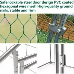 VINGO Poulailler D'extérieur 3x4x2m Enclos Grillagé Pour Poules Volaille Structure En Acier Galvanisé -Poulailler et élevage de la basse-cour Soldes Magasin 55433304 4