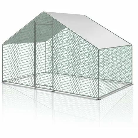 Randaco Enclos Pour Poulailler 6m² En Acier Galvanisé Toit Imperméable Et Anti UV 3x2m 6 M² - Argent 1 Randaco Enclos Pour Poulailler 6m² En Acier Galvanisé Toit Imperméable Et Anti UV 3x2m 6 M² - Argent