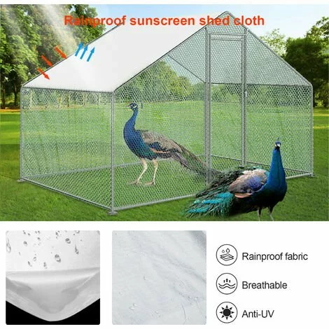 Randaco Enclos Pour Poulailler 6m² En Acier Galvanisé Toit Imperméable Et Anti UV 3x2m 6 M² - Argent 2 Randaco Enclos Pour Poulailler 6m² En Acier Galvanisé Toit Imperméable Et Anti UV 3x2m 6 M² - Argent – Image 2