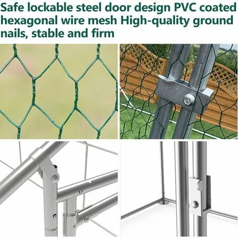 Randaco Enclos Pour Poulailler 6m² En Acier Galvanisé Toit Imperméable Et Anti UV 3x2m 6 M² - Argent 4 Randaco Enclos Pour Poulailler 6m² En Acier Galvanisé Toit Imperméable Et Anti UV 3x2m 6 M² - Argent – Image 4