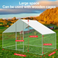 Randaco Enclos Pour Poulailler En Acier Galvanisé. Toit Imperméable Et Anti UV. Porte Avec Loquet. 3x2x2m - Argent -Poulailler et élevage de la basse-cour Soldes Magasin 56395581 3