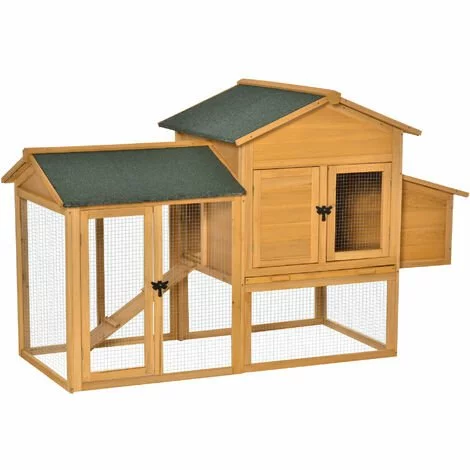 PawHut Poulailler Cottage Cage à Poules Sur Pied Dim. 168L X 75l X 103H Cm Multi-équipement Bois Sapin Pré-huilé - Orange 1 PawHut Poulailler Cottage Cage à Poules Sur Pied Dim. 168L X 75l X 103H Cm Multi-équipement Bois Sapin Pré-huilé - Orange