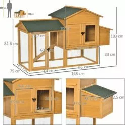 PawHut Poulailler Cottage Cage à Poules Sur Pied Dim. 168L X 75l X 103H Cm Multi-équipement Bois Sapin Pré-huilé - Orange 7 PawHut Poulailler Cottage Cage à Poules Sur Pied Dim. 168L X 75l X 103H Cm Multi-équipement Bois Sapin Pré-huilé - Orange -Poulailler et élevage de la basse-cour Soldes Magasin 56842172 3