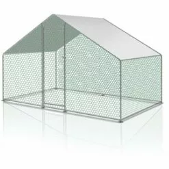 SWANEW Enclos Pour Poulailler 6m² En Acier Galvanisé Toit Imperméable Et Anti UV 3x2m 6 M² - Argent