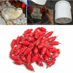 MACARON Lot De 50 Eau Mamelons Abreuvoirs Alimentateur Fournitures De Volaille Pour Poule Canard LO-Ron -Poulailler et élevage de la basse-cour Soldes Magasin 57779709 5