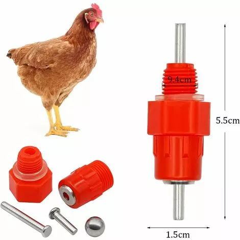 REGALI Lot De 10 D'eau Pour Poulet En Forme De Cailles - En Acier Inoxydable - Rouge 2 REGALI Lot De 10 D'eau Pour Poulet En Forme De Cailles - En Acier Inoxydable - Rouge – Image 2