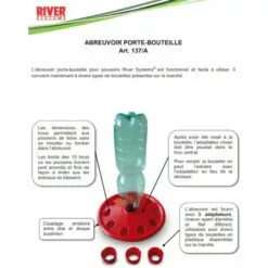 RIVER SYSTEMS Abreuvoir à Poussin Porte Bouteille Jusqu'à 50 Poussins Avec Adaptateurs De Bouteilles Universel -Poulailler et élevage de la basse-cour Soldes Magasin 58435793 4
