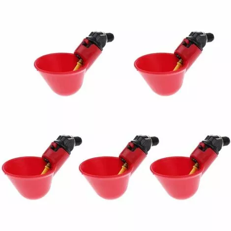 DENUOTOP Abreuvoirs Abreuvoir à Poule Automatique Tasses D'eau Potable Rouge Abreuvoir Poules Bien Pratique En Plastique Pour Oiseaux Poule Volaille - 5PCS 1 DENUOTOP Abreuvoirs Abreuvoir à Poule Automatique Tasses D'eau Potable Rouge Abreuvoir Poules Bien Pratique En Plastique Pour Oiseaux Poule Volaille - 5PCS