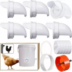 Yoouyida Mangeoire Poules Plastique Mangeoire Poules Automatique, 4 Ports DIY Mangeoire à Poulet Kit [Anti-Gaspillage] [Anti Nuisible] Abreuvoir A Poules Mangeoire Poussin Pour Seaux Tonneaux Bacs -Poulailler et élevage de la basse-cour Soldes Magasin 60651924 4
