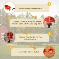 Yoouyida Abreuvoir Poules, Mangeoire Poule Automatique, Mangeoire Poules Exterieur Avec Tasses D'arrosage Tasses Bols Plastique Rouge Jardin Poulet Flock Duck Bird Feeder 10 Tasses D'eau Avec Matériel -Poulailler et élevage de la basse-cour Soldes Magasin 60652213 3