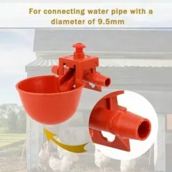 Yoouyida Abreuvoir Poules, Mangeoire Poule Automatique, Mangeoire Poules Exterieur Avec Tasses D'arrosage Tasses Bols Plastique Rouge Jardin Poulet Flock Duck Bird Feeder 10 Tasses D'eau Avec Matériel -Poulailler et élevage de la basse-cour Soldes Magasin 60652213 4