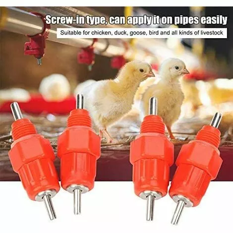 FR-LIFE BR-Vie 5 Pcs Eau Tetine Poulet Alimentateur Fournitures De Volaille Poule Vis Dans Le Style, Rouge 5 FR-LIFE BR-Vie 5 Pcs Eau Tetine Poulet Alimentateur Fournitures De Volaille Poule Vis Dans Le Style, Rouge – Image 5