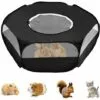 ROSIER Parc Pour Petit Animal Avec Couverture, Cage Pliable, Portable, Imperméable Et Respirante, Pour Lapin, écureuil, Chaton, Chiot, Chinchilla Et Hérisson (Noir),VEBTles
