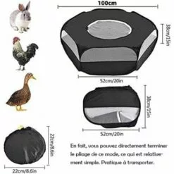 ROSIER Parc Pour Petit Animal Avec Couverture, Cage Pliable, Portable, Imperméable Et Respirante, Pour Lapin, écureuil, Chaton, Chiot, Chinchilla Et Hérisson (Noir),VEBTles -Poulailler et élevage de la basse-cour Soldes Magasin 64000726 4