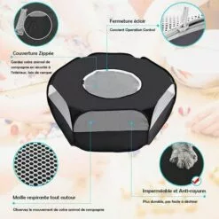 ROSIER Parc Pour Petit Animal Avec Couverture, Cage Pliable, Portable, Imperméable Et Respirante, Pour Lapin, écureuil, Chaton, Chiot, Chinchilla Et Hérisson (Noir),VEBTles -Poulailler et élevage de la basse-cour Soldes Magasin 64000726 5