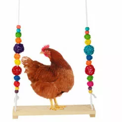 ROSIER Balançoire De Poulet En Bois Naturel (39.5 X 7 X 1.2) Avec Corde De Ficelle De 1,2 Mètre, Jouets De Perroquet Suspendus à Balançoire De Support De Poulet,VEBTles