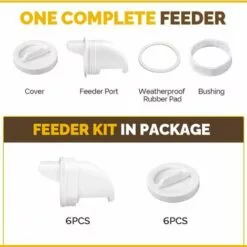 BAICCCF Accessoire Poulailler Mangeoire à Poulet, No Waste Volaille Feeder-Automatic Gravity Feeder Kit With 6 Ports And 1 Hole Saw, Rain Proof And Insect Proof, Durable And Pratique, For Barrels, Boxes, Auges. -Poulailler et élevage de la basse-cour Soldes Magasin 64107570 3