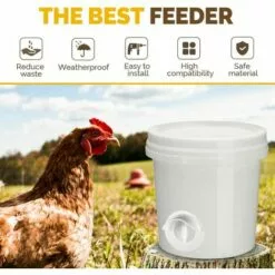 BAICCCF Accessoire Poulailler Mangeoire à Poulet, No Waste Volaille Feeder-Automatic Gravity Feeder Kit With 6 Ports And 1 Hole Saw, Rain Proof And Insect Proof, Durable And Pratique, For Barrels, Boxes, Auges. -Poulailler et élevage de la basse-cour Soldes Magasin 64107570 5