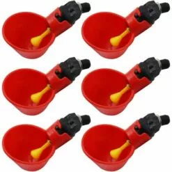MEZHENG Abreuvoir Automatique Pour Poulets / Volaille / Abreuvoir Avec Tasses Arrosoirs Bols En Plastique Rouge Arrière-cours Poulet Troupeau Canard Oiseau Mangeoire Paquet De 6