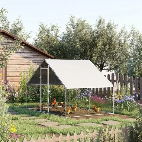 PawHut Enclos Poulailler Chenil 6 M² - Parc Grillagé Dim. 3L X 2l X 2H M - Poulailler Chenil Entièrement Couvert - Acier Galvanisé - Gris 2 PawHut Enclos Poulailler Chenil 6 M² - Parc Grillagé Dim. 3L X 2l X 2H M - Poulailler Chenil Entièrement Couvert - Acier Galvanisé - Gris – Image 2