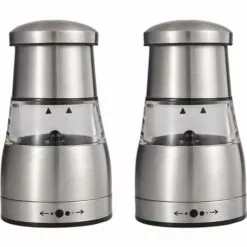 PESCE Moulin à Poivre Ou Sel Manuel Et élégant Avec Réglage De La Mouture, Bonne Prise En Main, Corps En Acier Inoxydable Et Réservoir Grande Capacité 2