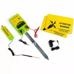 IDMARKET Kit Complet Clôture électrifiable + électrificateur Filet à Poules 12 M + Porte 6 Piquets Double Pointe -Poulailler et élevage de la basse-cour Soldes Magasin 65388776 4