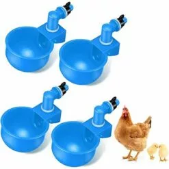 AOUGO 4 Pcs,Abreuvoir Poules,Abreuvoirs Automatiques De Poulet,Volaille Automatique Abreuvoir,Abreuvoir En Plastique Bleu,Outil D'Abreuvement Pour Volaille,Convient Aux Poulets,Canards,Volailles, Oiseaux