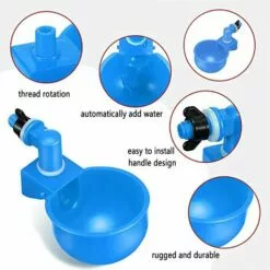 AOUGO 4 Pcs,Abreuvoir Poules,Abreuvoirs Automatiques De Poulet,Volaille Automatique Abreuvoir,Abreuvoir En Plastique Bleu,Outil D'Abreuvement Pour Volaille,Convient Aux Poulets,Canards,Volailles, Oiseaux -Poulailler et élevage de la basse-cour Soldes Magasin 65393000 3