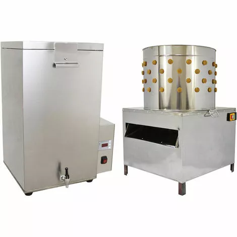 Combo Echaudoir & Plumeuse à Volaille 60cm KuKoo - Argent 1 Combo Echaudoir & Plumeuse à Volaille 60cm KuKoo - Argent