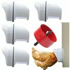 DONTODENT DIY Mangeoire Poules, 4 Anti Nuisible Mangeoire Poules Ports, Automatique Volailles Poules Mangeoire Pour Seaux, Fûts, Bacs Et Auges
