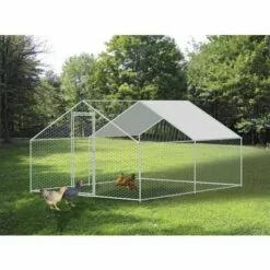 HOBAG Enclos Poulailler 12 M² Parc Grillagé 4x3 M Acier Galvanisé - Naturel