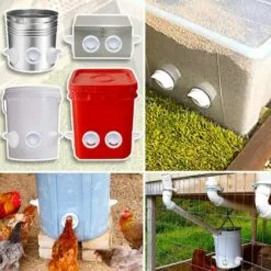 DENUOTOP Mangeoire Poules Automatique, Avec 6 Ports Et Scie Cloche, éTanche à La Pluie, Mangeoire à Poulet Sans DéChetsConvient Aux Seaux, Seaux, Boîtes, Auges, Mangeoires à Poulets Zéro Déchet -Poulailler et élevage de la basse-cour Soldes Magasin 66994275 5