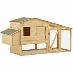 MAISONCHIC Poulailler Enclos Cage Extérieure Pour Poulets - Bois De Pin Massif 178x67x92 Cm