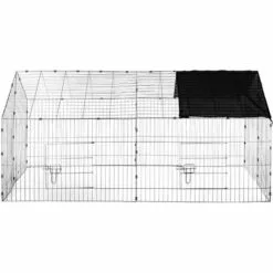 TECTAKE Parc D'Extèrieur ? Lapins Et Petits Rongeurs Avec 1 Toit En Métal 180 Cm X 75 Cm X 75 Cm Noir - Noir -Poulailler et élevage de la basse-cour Soldes Magasin 7514462 3