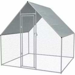 VidaXL Cage Extérieure Pour Poulets Acier Galvanisé 2 X 2 X 1,92 M - Argent
