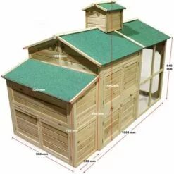 WILTEC Poulailler En Bois Style Cottage Avec Enclos Extérieur Nichoir Cage Élevage Basse-cour -Poulailler et élevage de la basse-cour Soldes Magasin 9589069 3