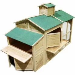 WILTEC Poulailler En Bois Style Cottage Avec Enclos Extérieur Nichoir Cage Élevage Basse-cour -Poulailler et élevage de la basse-cour Soldes Magasin 9589069 5